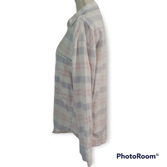 Free People Loveland pink white pastel plaid western button down wtop - Picture 4 of 6